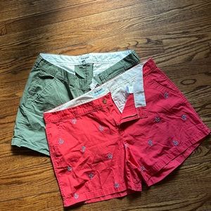 old navy shorts. One Army Green short and a Salmon pink pair with blue anchors